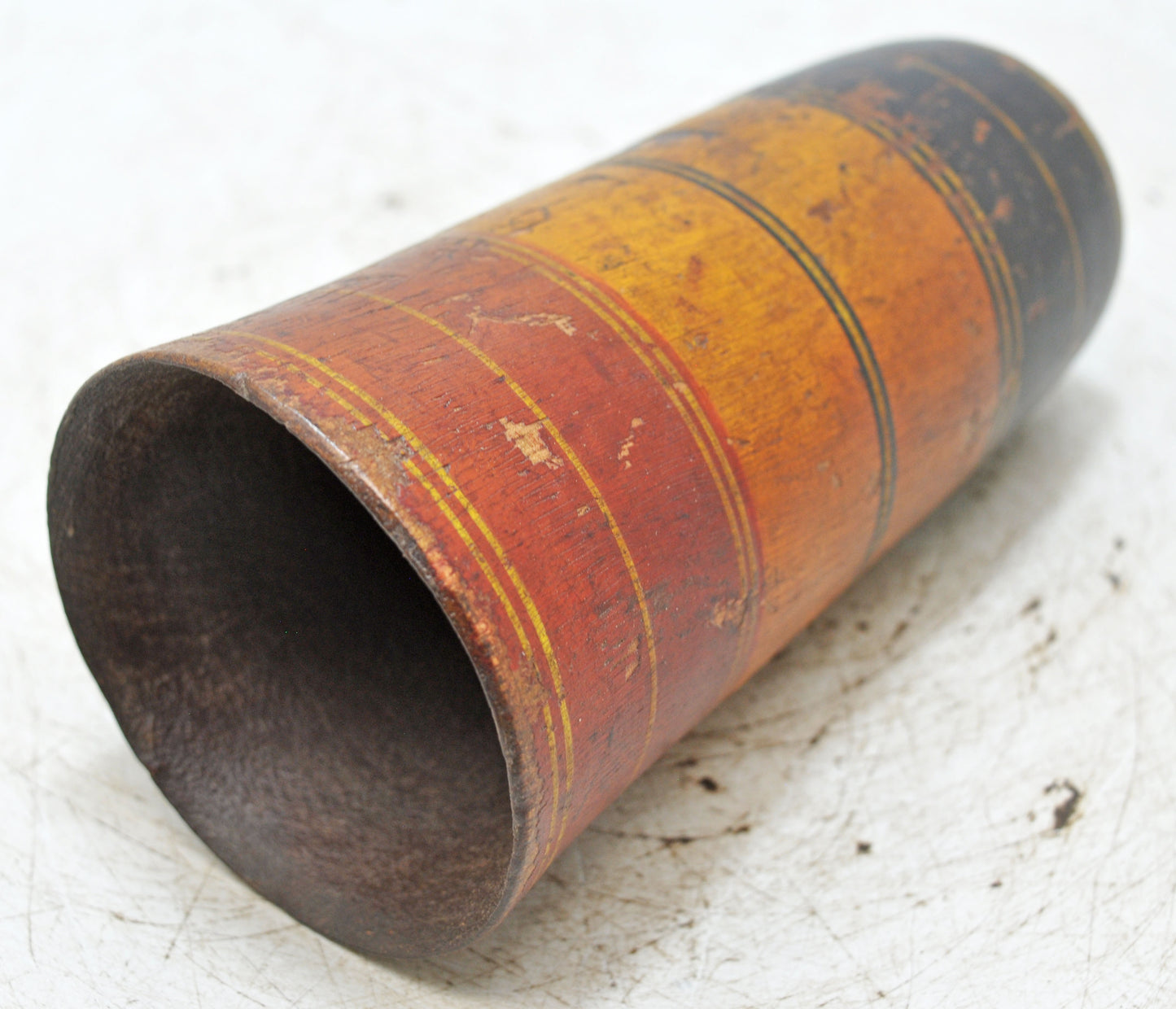 Antique Wooden Kitchenware Glass Cup Original Old Hand Carved Lacquer Painted