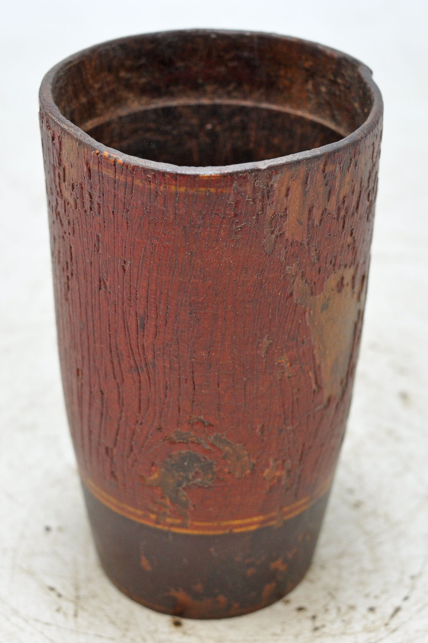 Antique Wooden Kitchenware Glass Cup Original Old Hand Carved Lacquer Painted