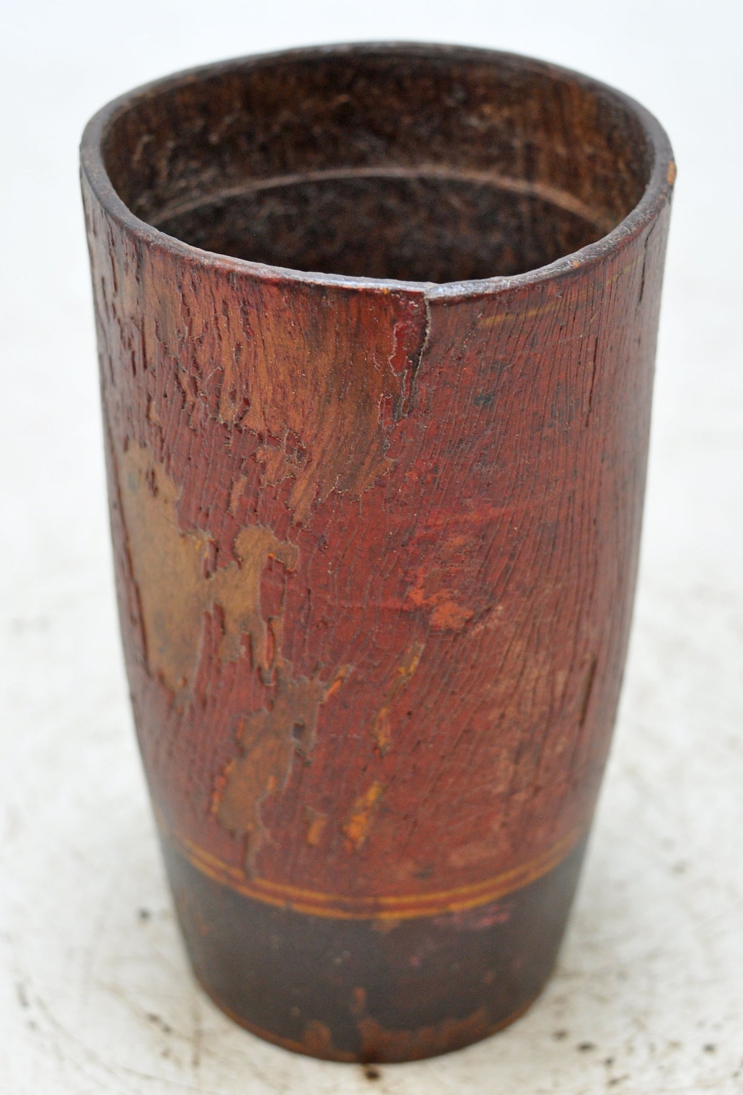 Antique Wooden Kitchenware Glass Cup Original Old Hand Carved Lacquer Painted