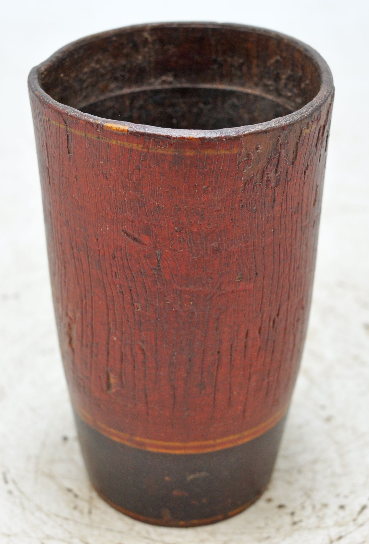 Antique Wooden Kitchenware Glass Cup Original Old Hand Carved Lacquer Painted