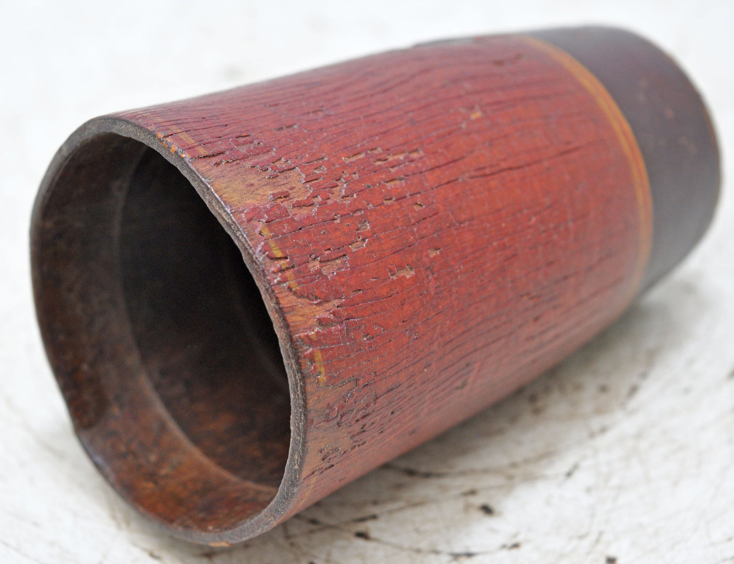 Antique Wooden Kitchenware Glass Cup Original Old Hand Carved Lacquer Painted