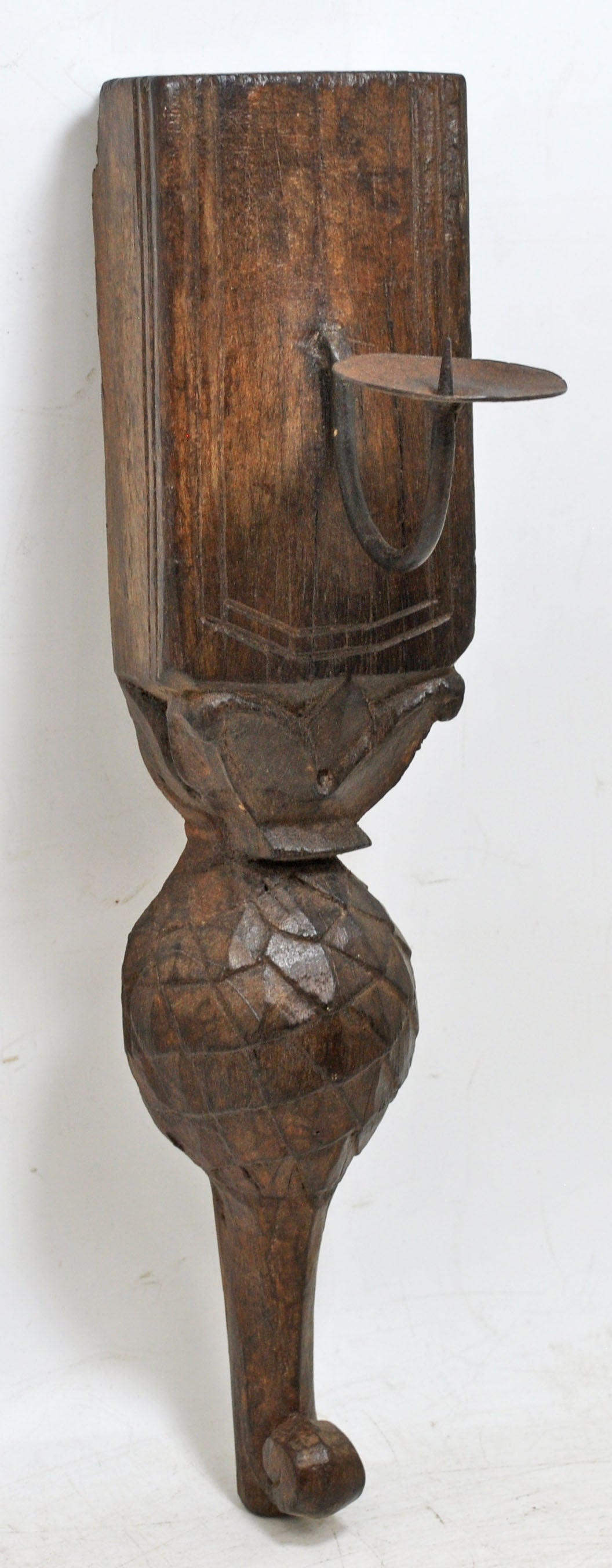 Antique Wooden Wall Décor Paga Candle Holder Stand Original Old Fine Hand Carved