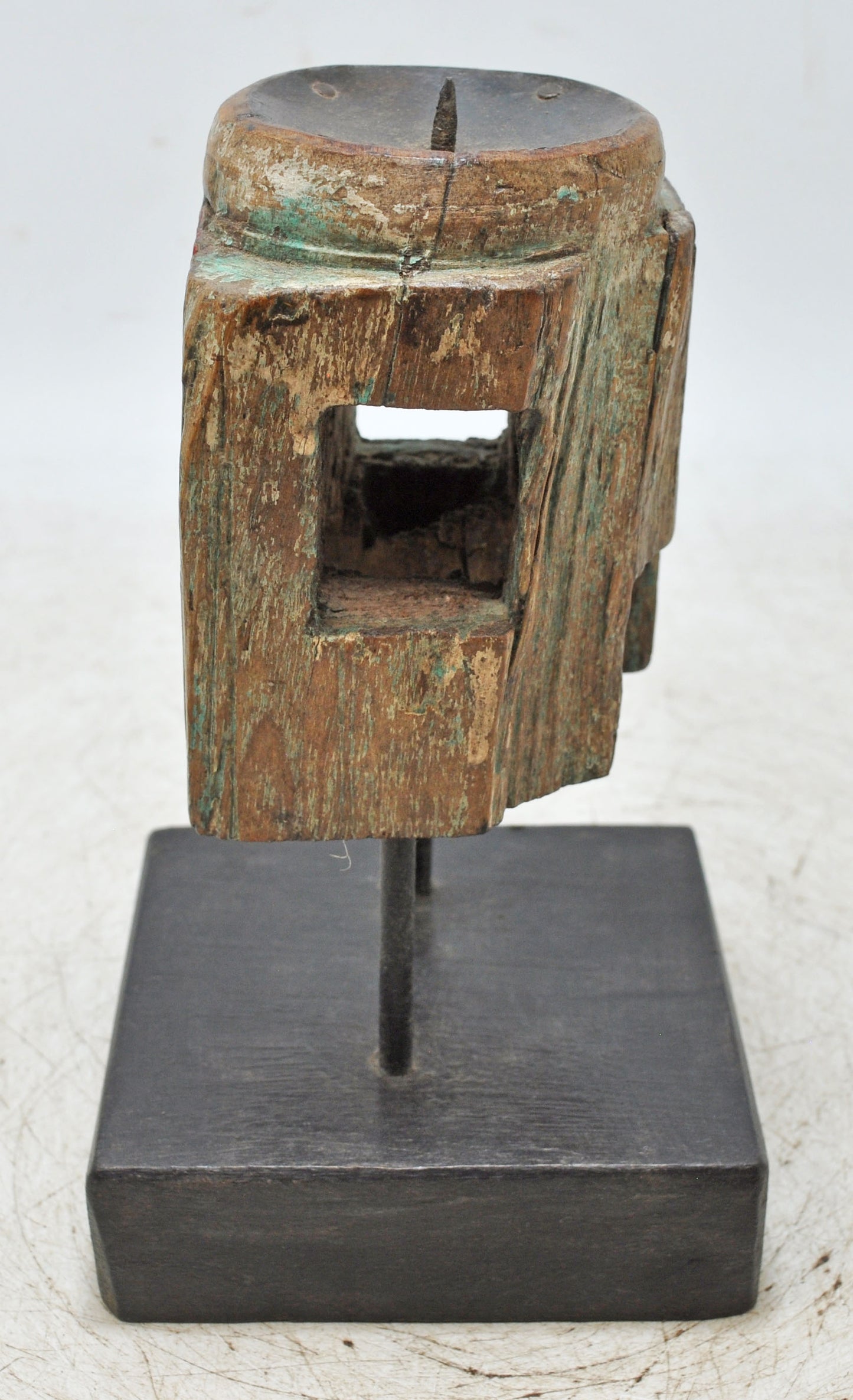 Antique Wooden Paga Candle Holder Stand Original Old Hand Carved Painted