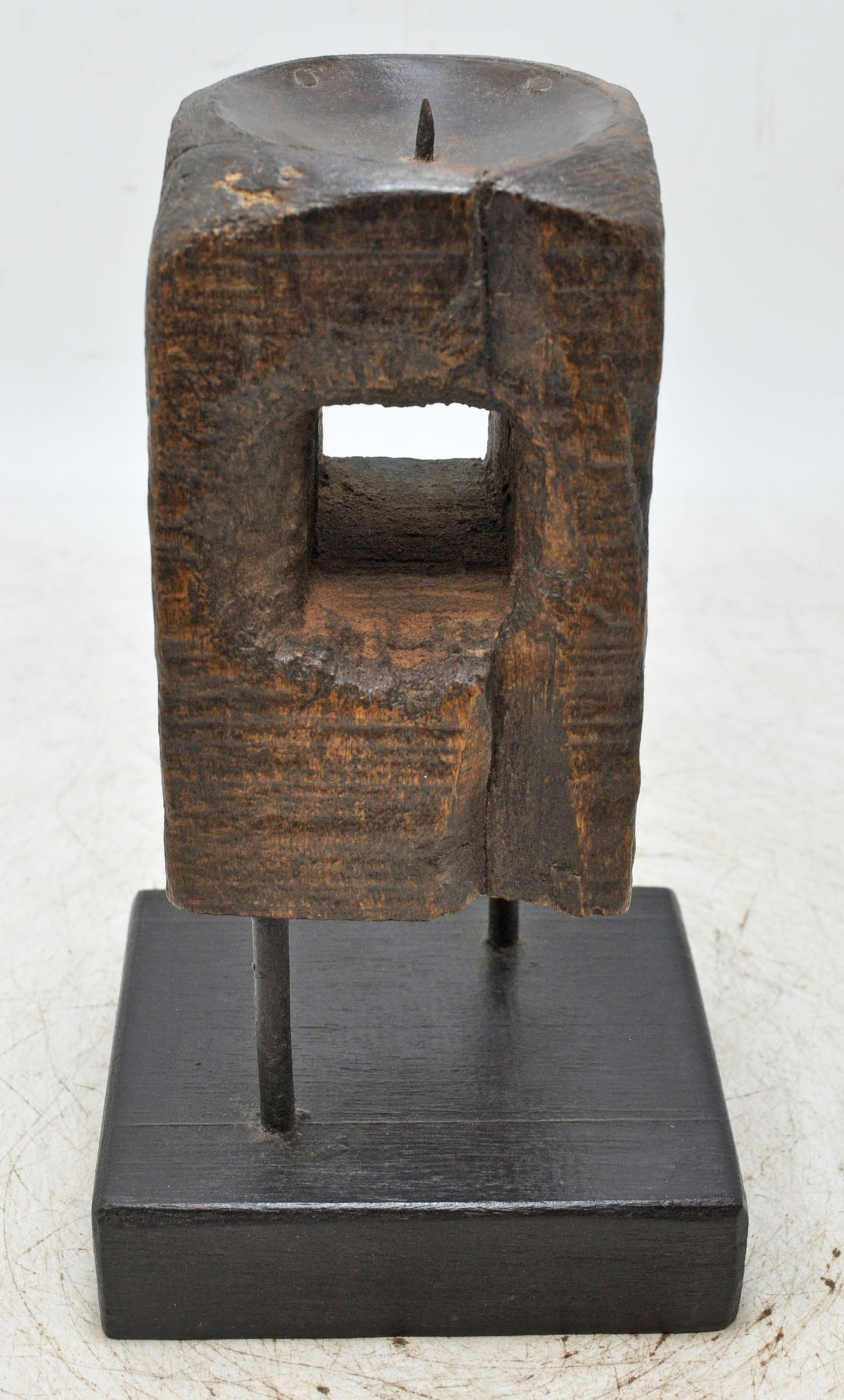 Antique Wooden Paga Candle Holder Stand Original Old Hand Carved Painted