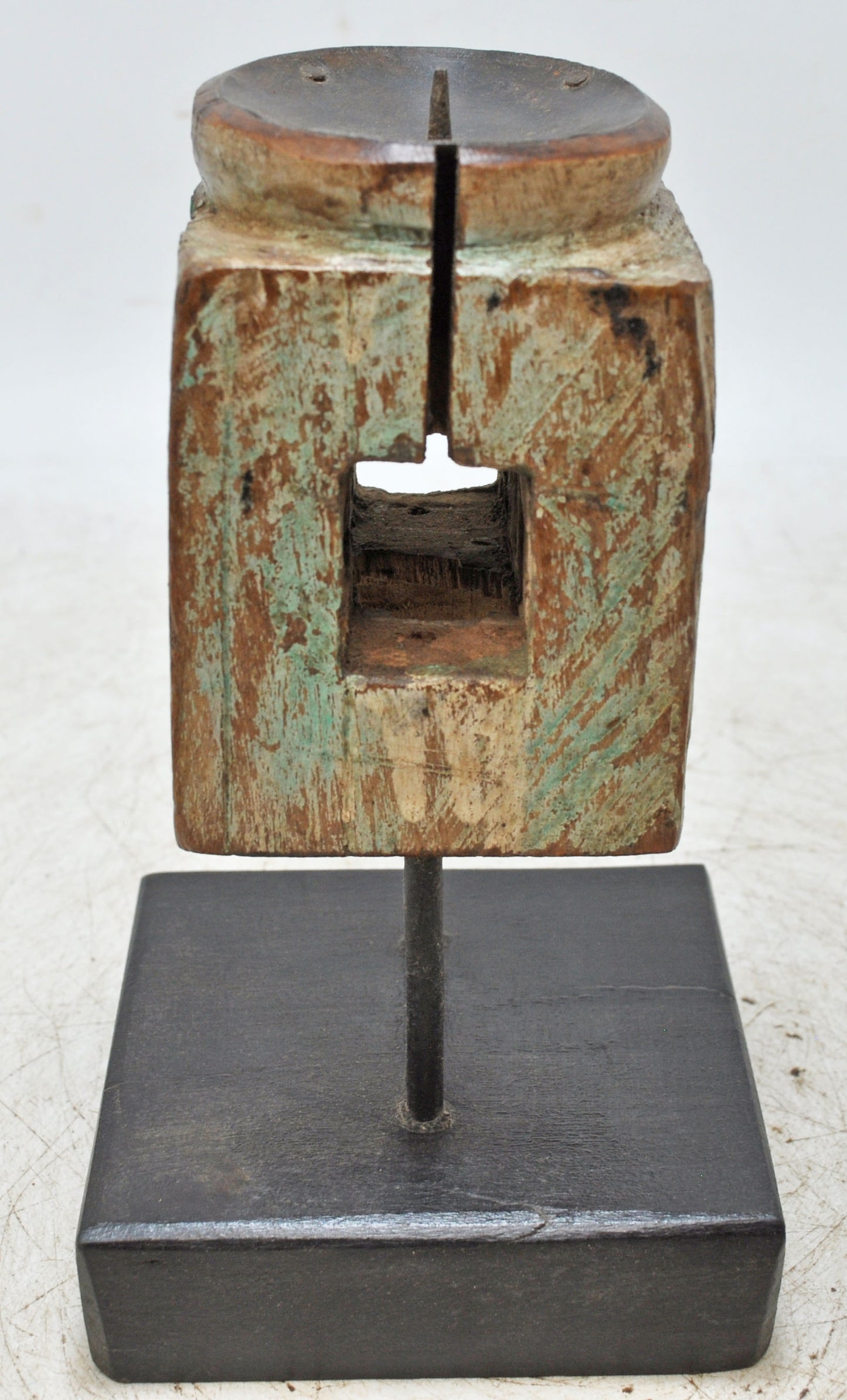 Antique Wooden Paga Candle Holder Stand Original Old Hand Carved Painted