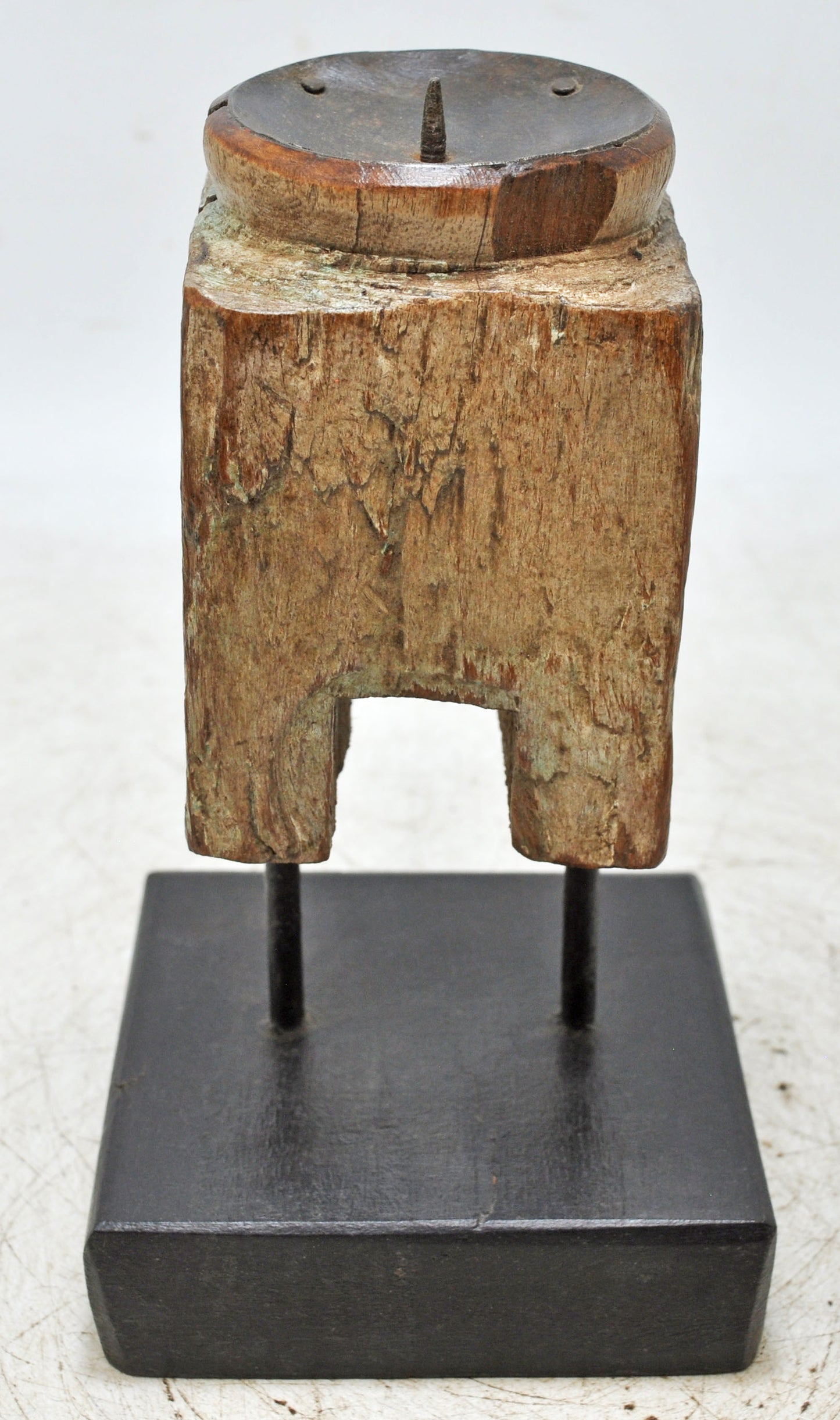 Antique Wooden Paga Candle Holder Stand Original Old Hand Carved Painted