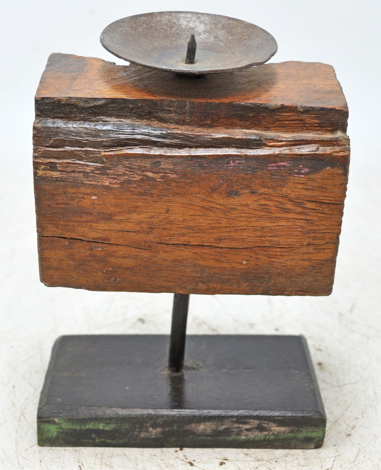 Antique Wooden Small Candle Holder Stand Original Old Hand Carved