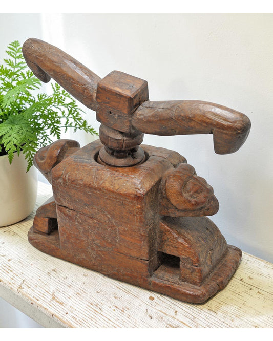 Antique Wooden Large Bull Shaped Juicer Original Old Very Fine Hand Carved