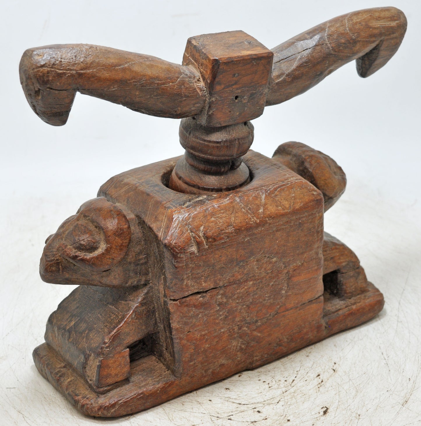 Antique Wooden Large Bull Shaped Juicer Original Old Very Fine Hand Carved