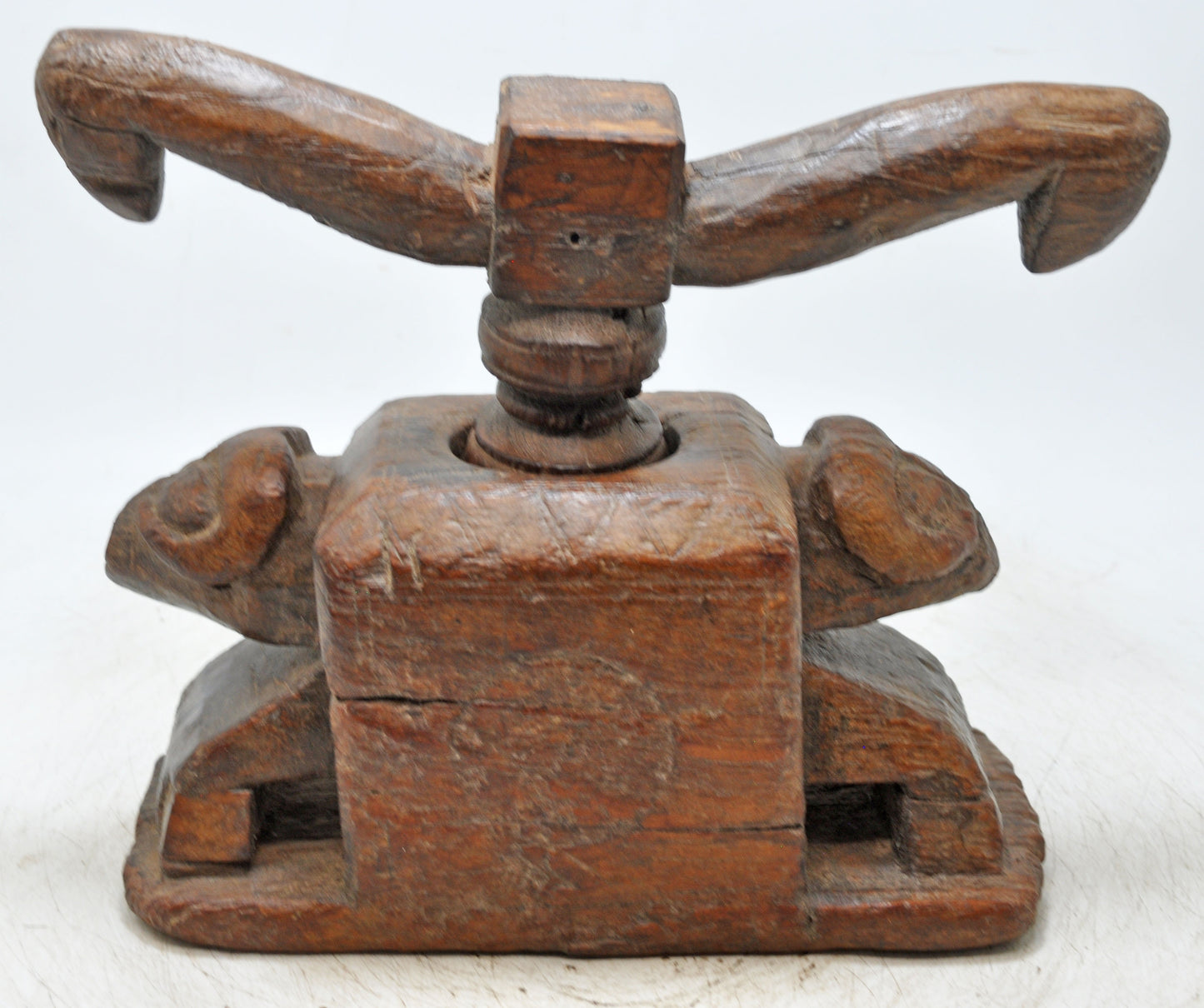 Antique Wooden Large Bull Shaped Juicer Original Old Very Fine Hand Carved