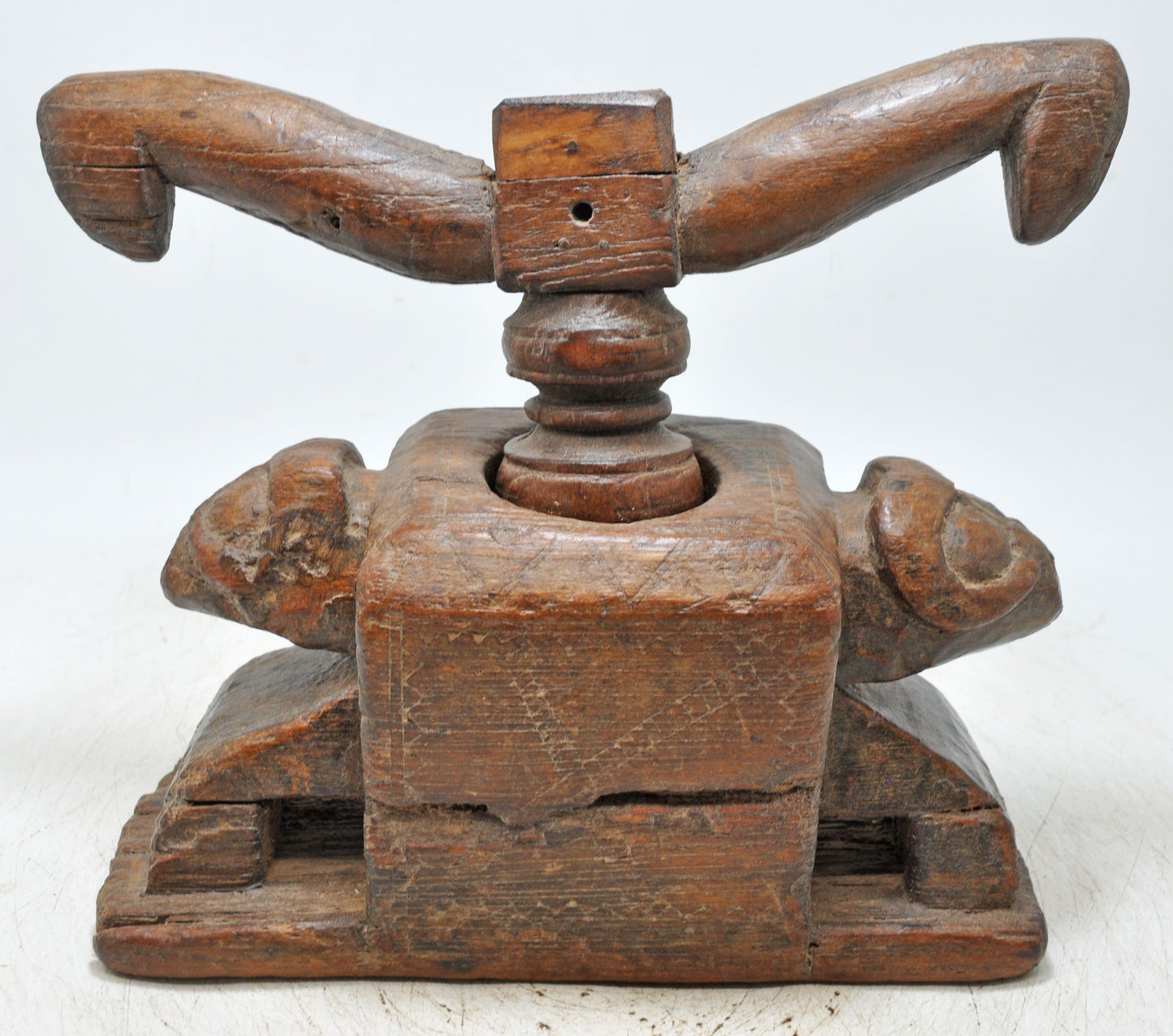 Antique Wooden Large Bull Shaped Juicer Original Old Very Fine Hand Carved