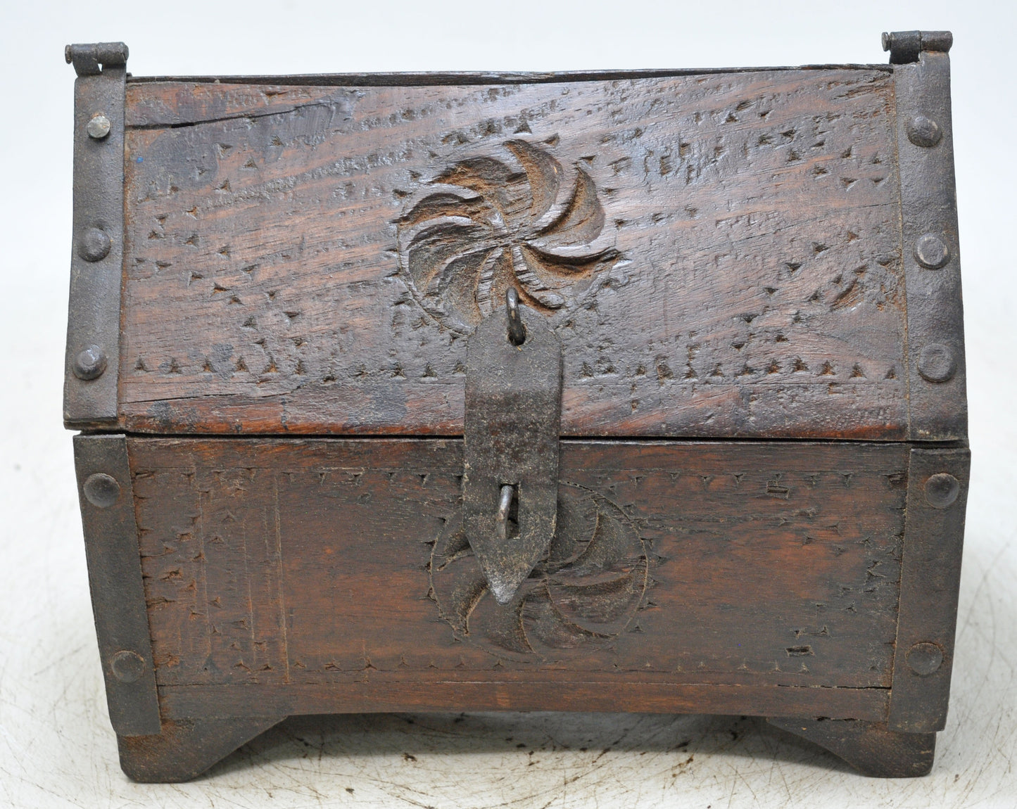 Vintage Wooden Dome Shaped Storage Box Original Old Hand Crafted Carved