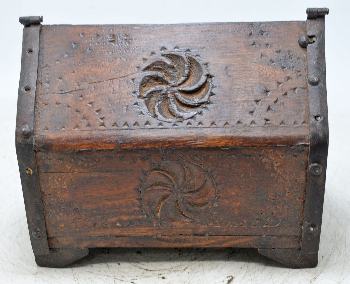Vintage Wooden Dome Shaped Storage Box Original Old Hand Crafted Carved