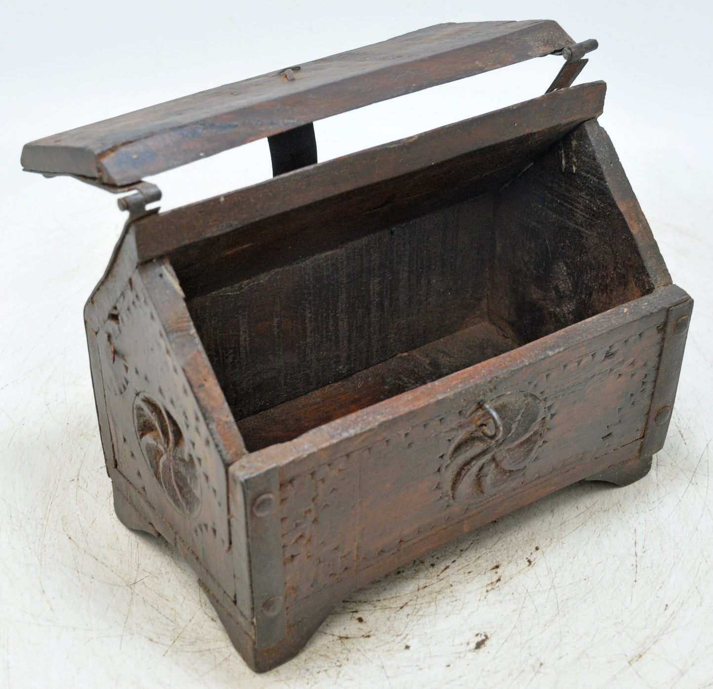 Vintage Wooden Dome Shaped Storage Box Original Old Hand Crafted Carved