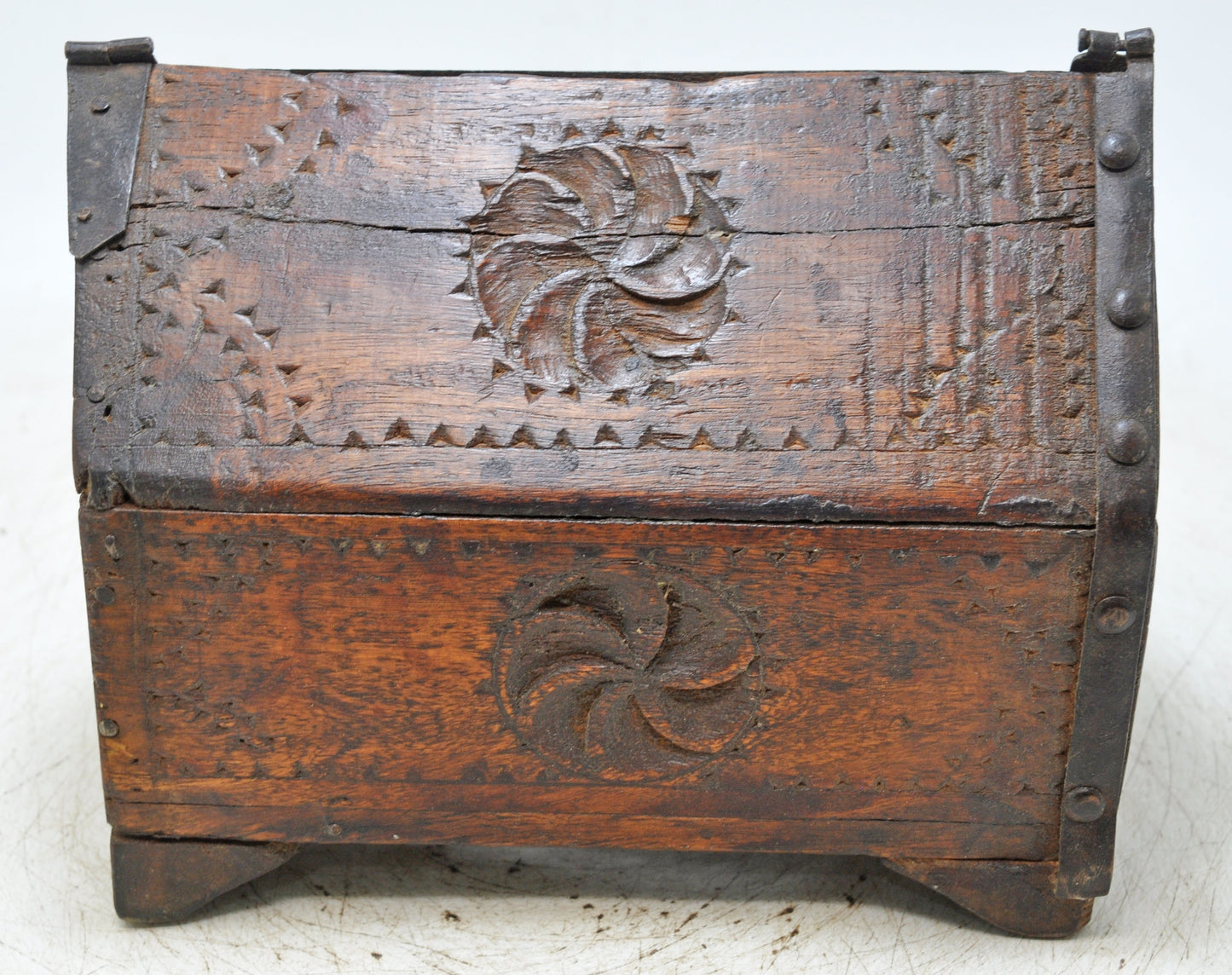 Vintage Wooden Dome Shaped Storage Box Original Old Hand Crafted Carved