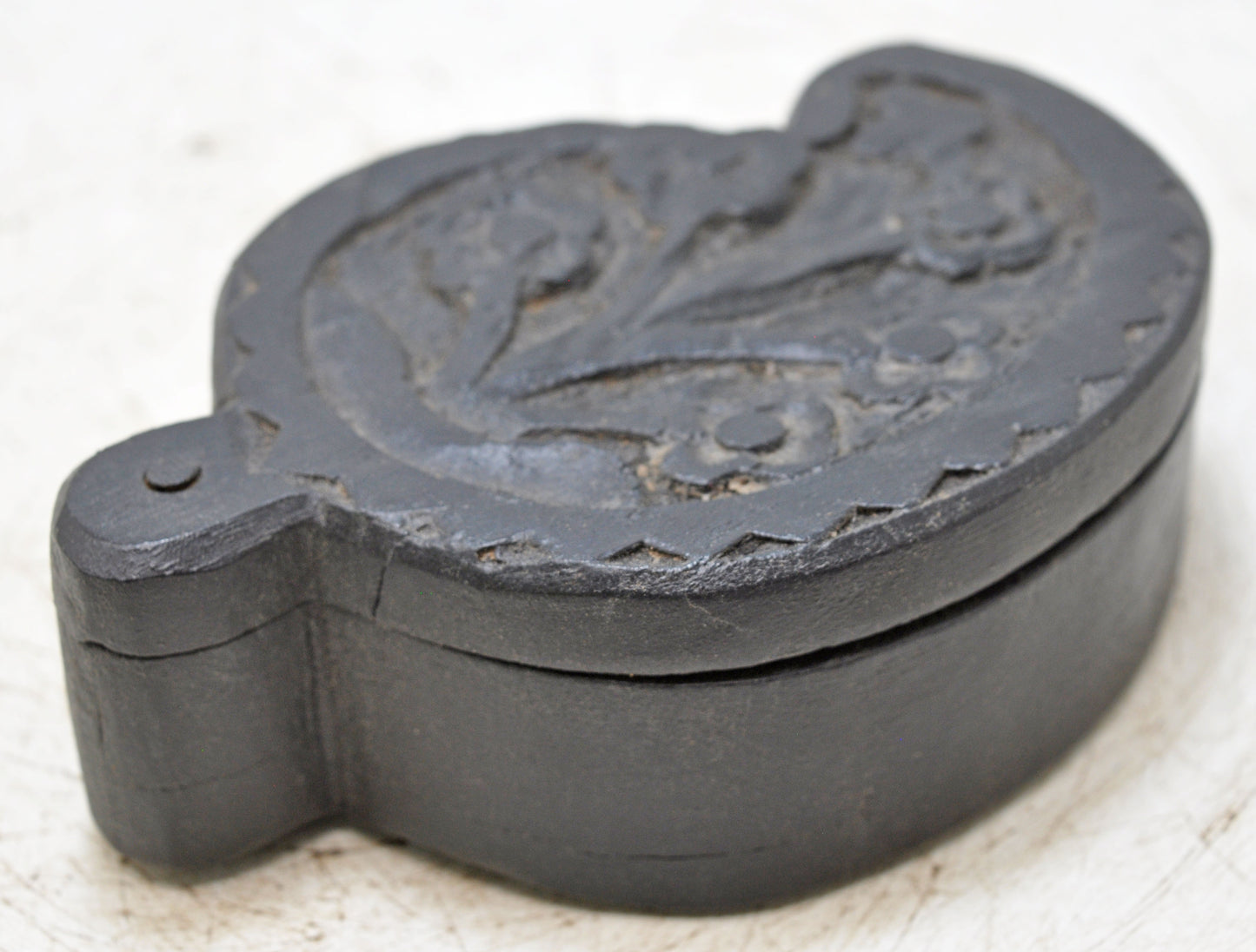 Vintage Wooden Small Kum Kum Powder Tika Box Original Old Hand Carved