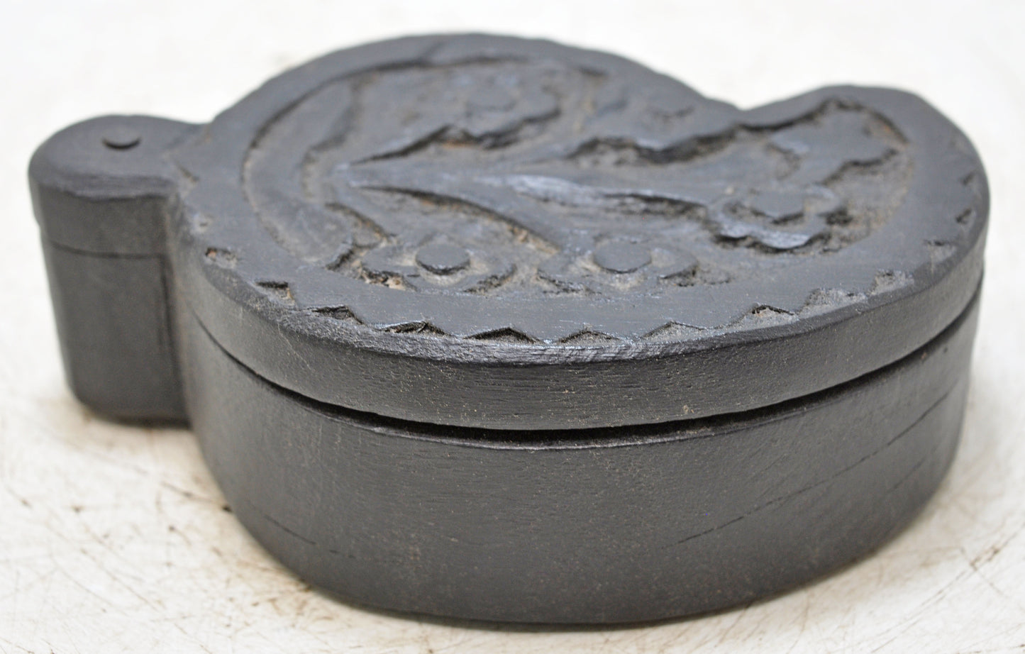 Vintage Wooden Small Kum Kum Powder Tika Box Original Old Hand Carved