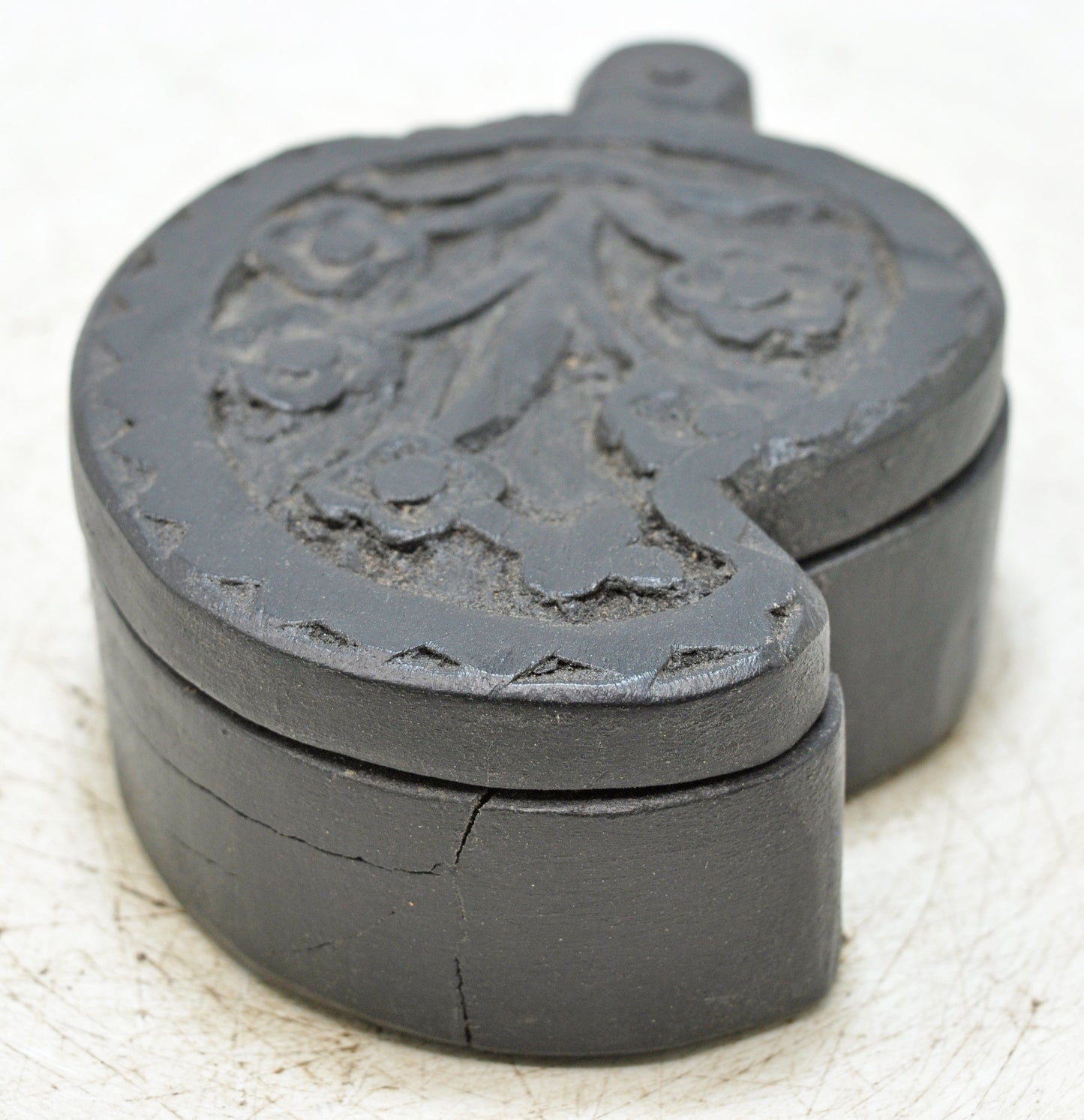 Vintage Wooden Small Kum Kum Powder Tika Box Original Old Hand Carved