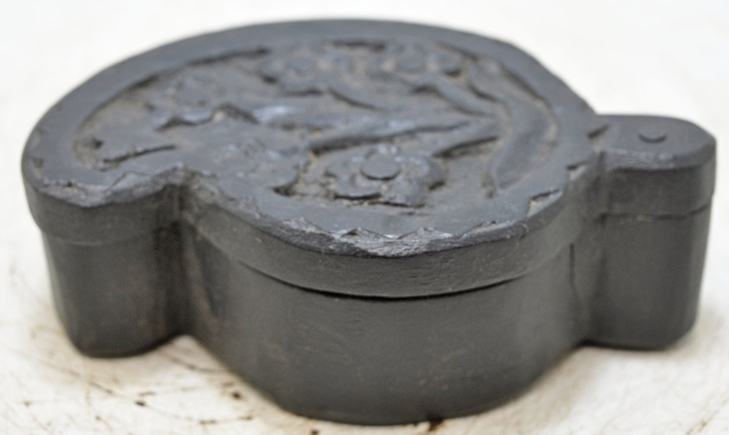 Vintage Wooden Small Kum Kum Powder Tika Box Original Old Hand Carved