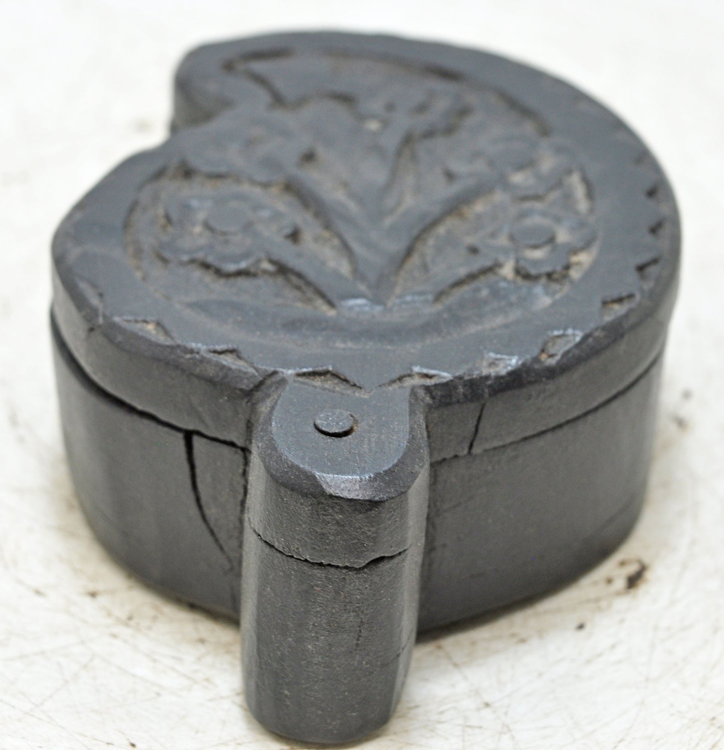 Vintage Wooden Small Kum Kum Powder Tika Box Original Old Hand Carved