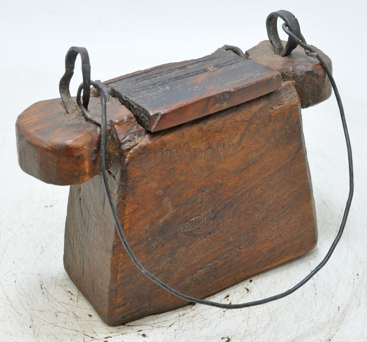 Antique Wooden Lanterns Oil Pot Original Old Hand Carved