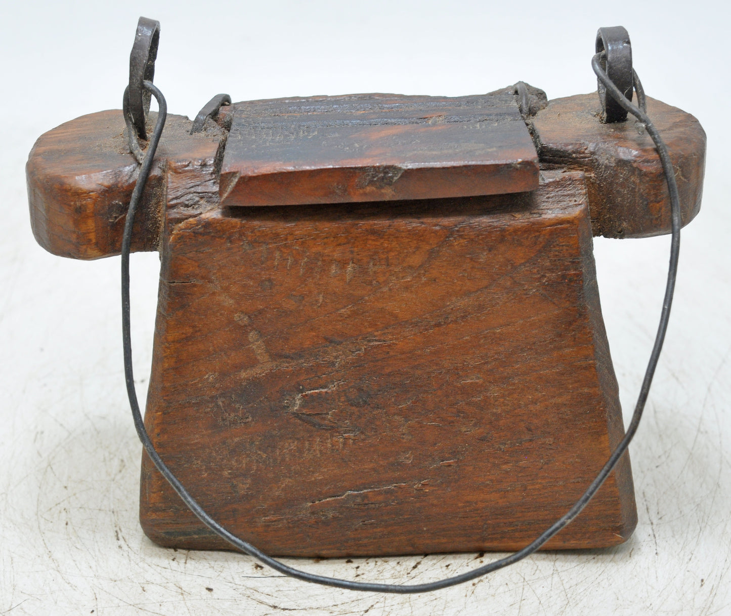 Antique Wooden Lanterns Oil Pot Original Old Hand Carved