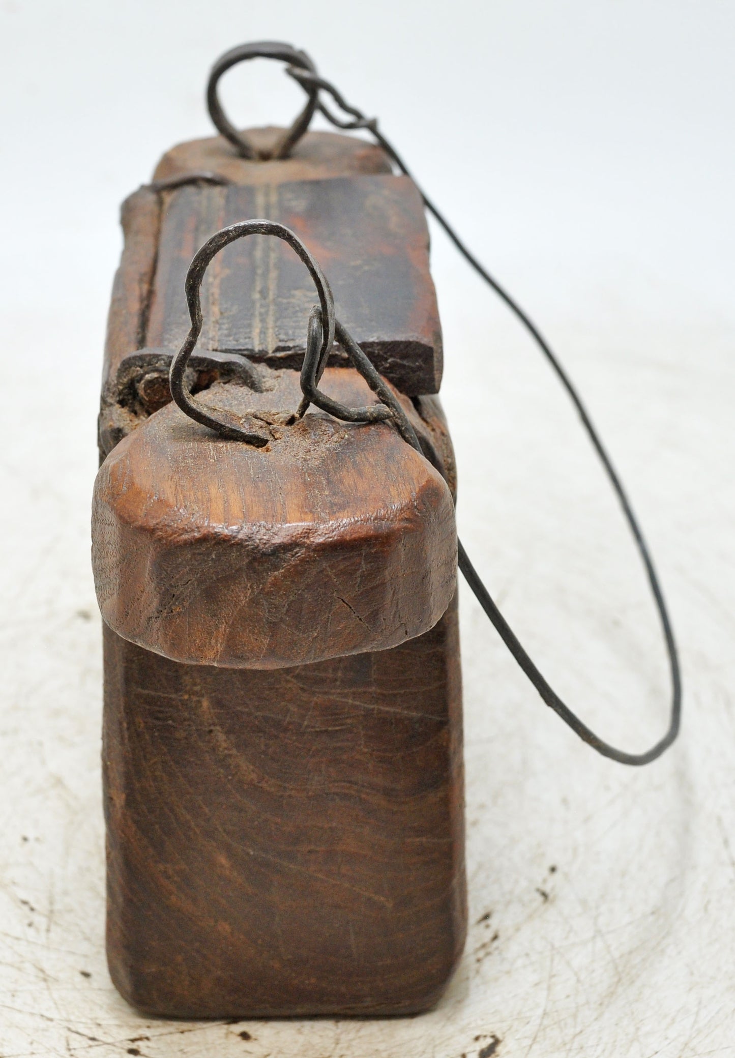 Antique Wooden Lanterns Oil Pot Original Old Hand Carved