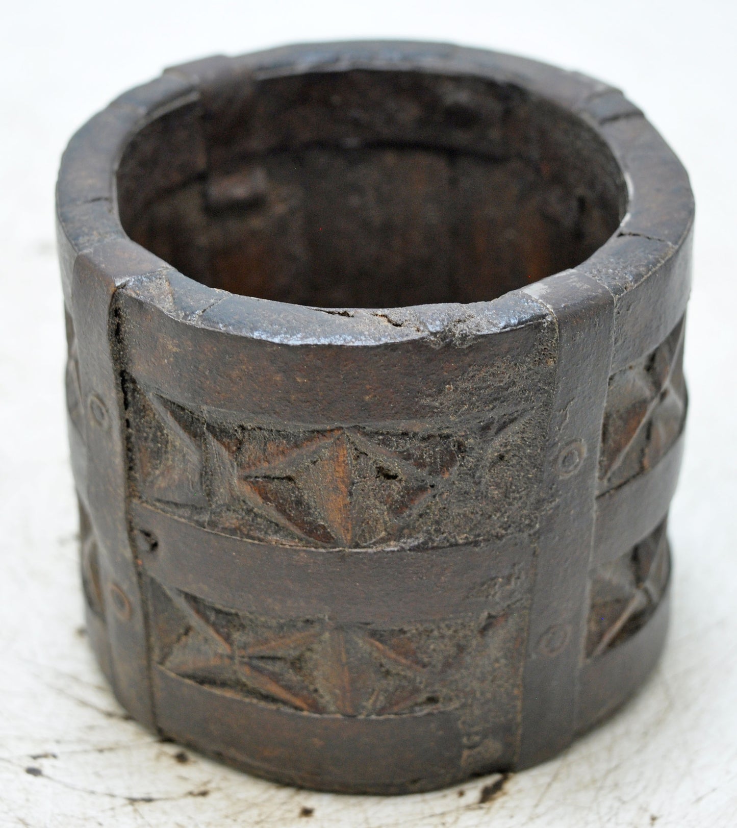 Vintage Wooden Grain Measurement Paili Pot Original Old Hand Carved