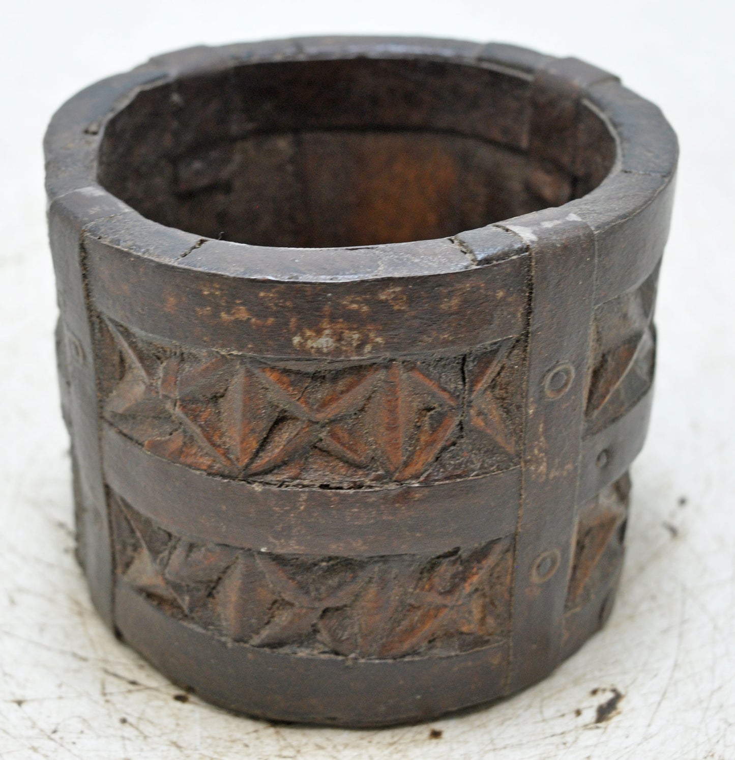 Vintage Wooden Grain Measurement Paili Pot Original Old Hand Carved