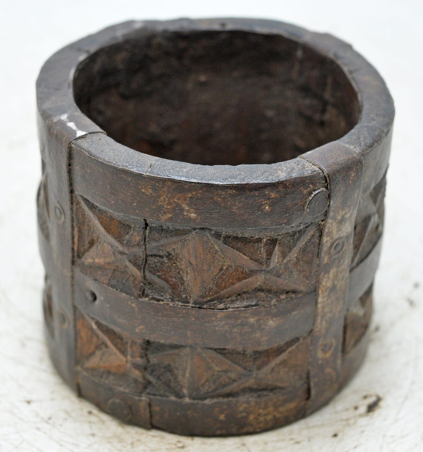 Vintage Wooden Grain Measurement Paili Pot Original Old Hand Carved