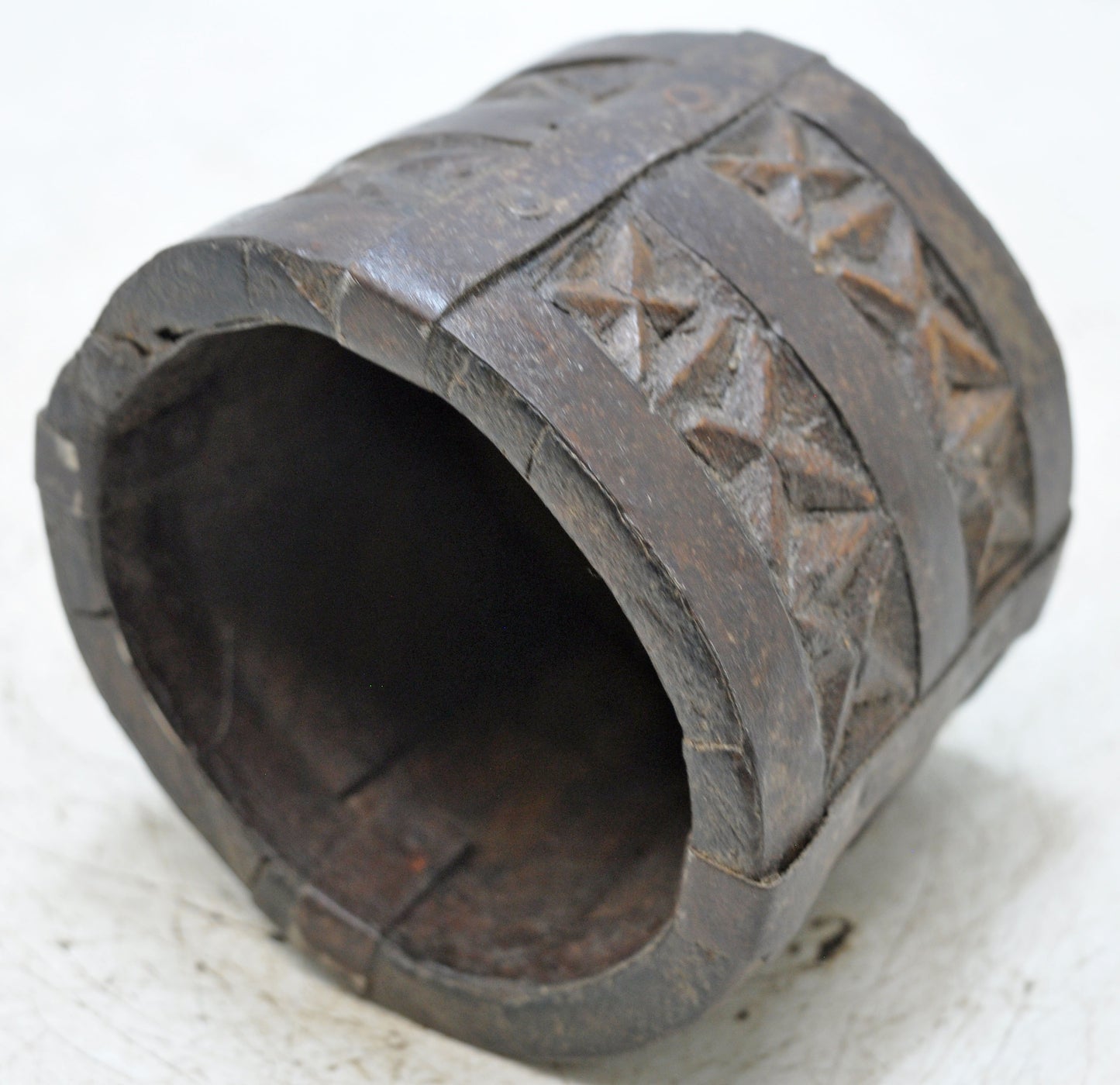 Vintage Wooden Grain Measurement Paili Pot Original Old Hand Carved