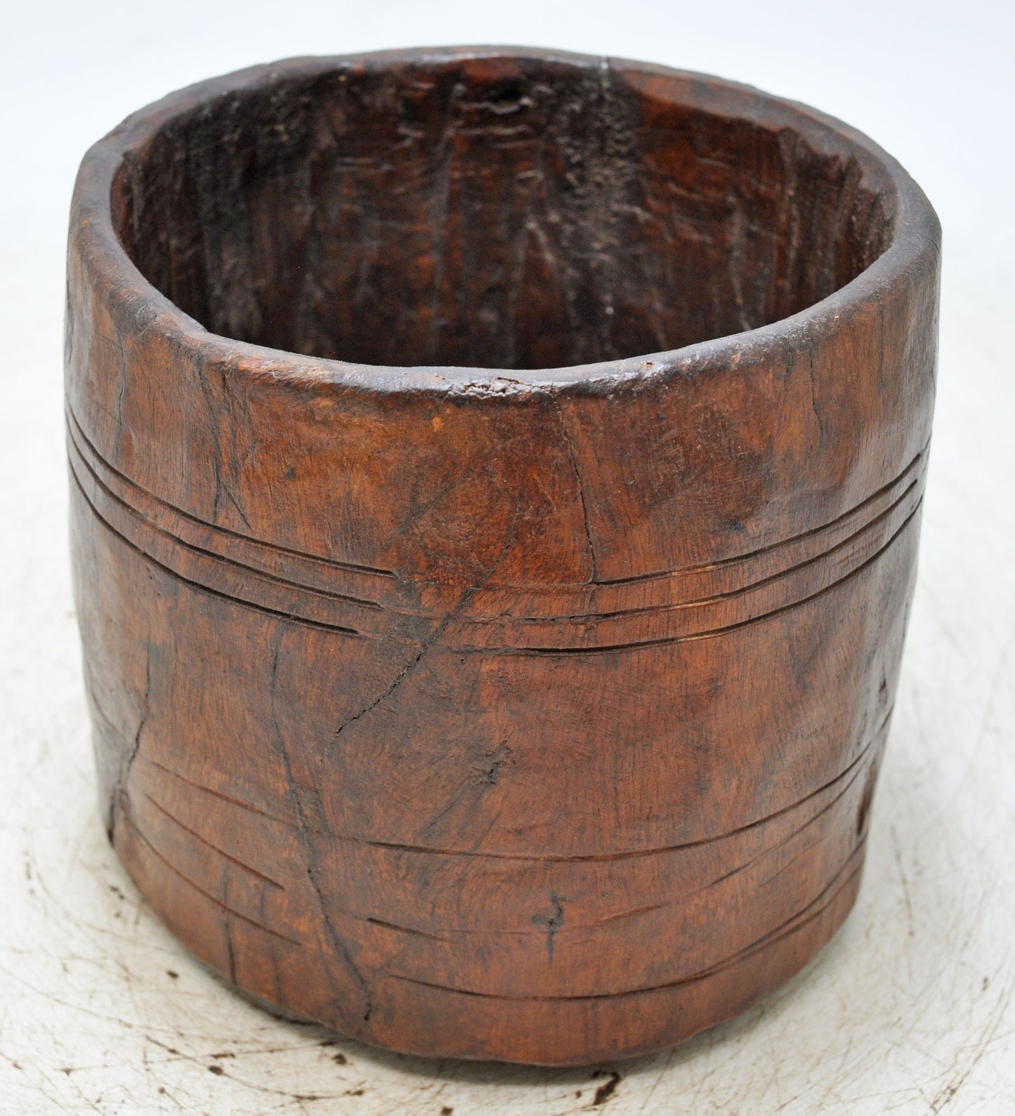 Antique Wooden Grain Measurement Paili Pot Original Old Hand Carved
