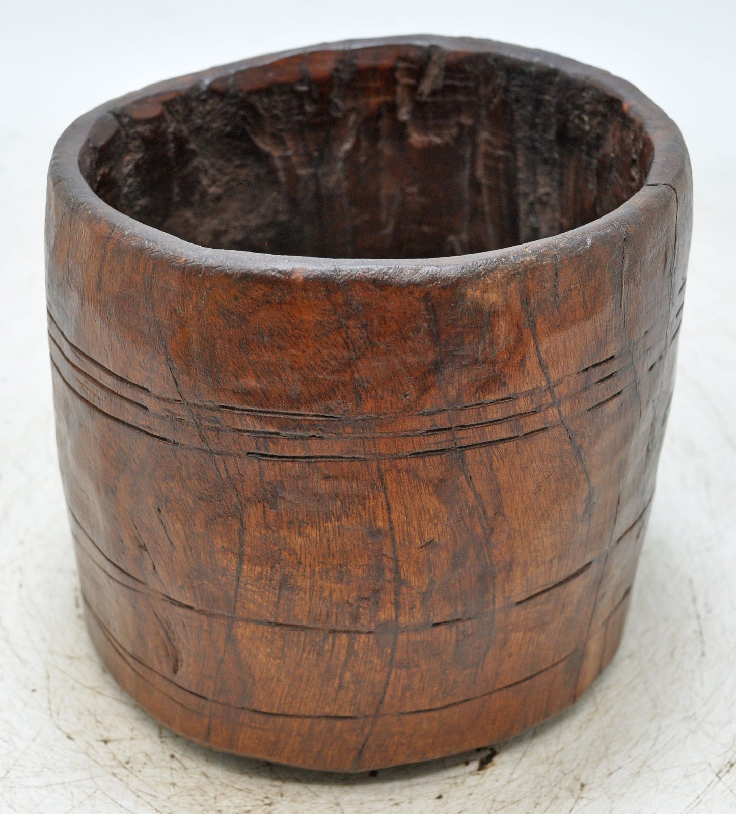 Antique Wooden Grain Measurement Paili Pot Original Old Hand Carved