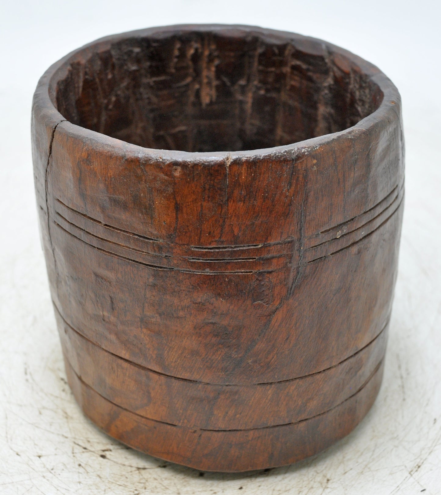 Antique Wooden Grain Measurement Paili Pot Original Old Hand Carved