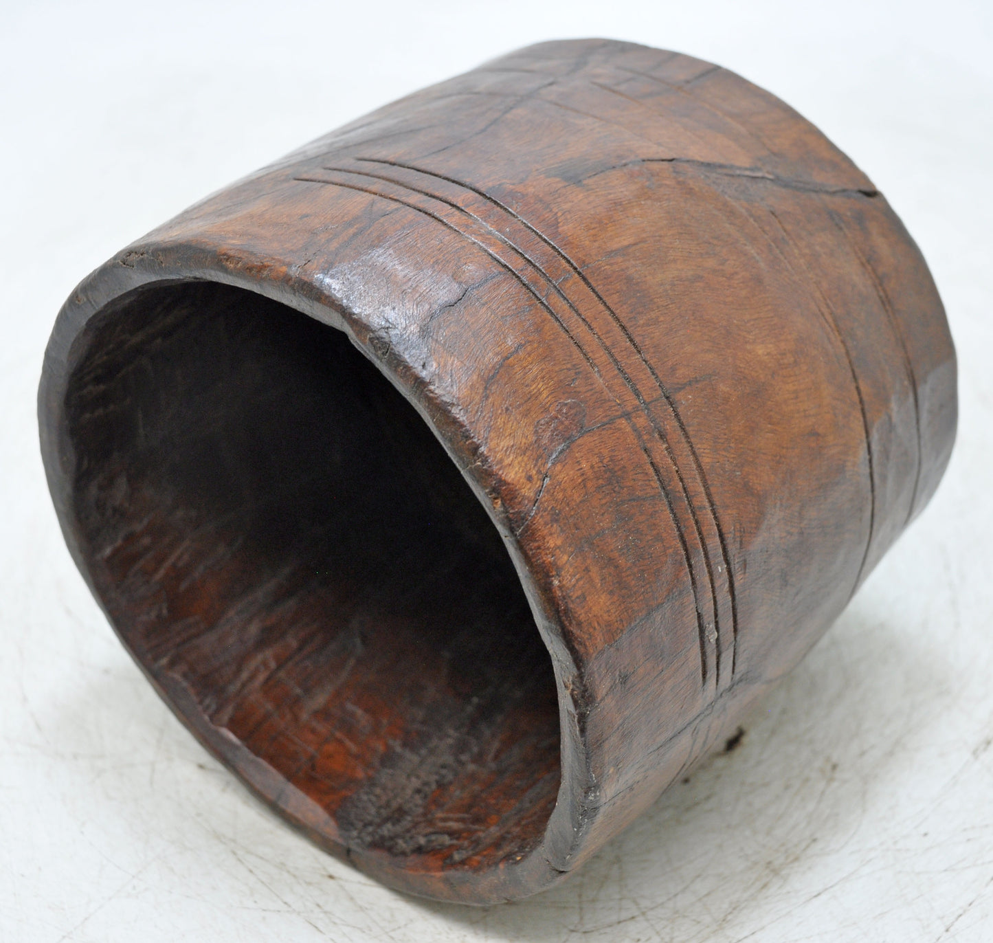 Antique Wooden Grain Measurement Paili Pot Original Old Hand Carved