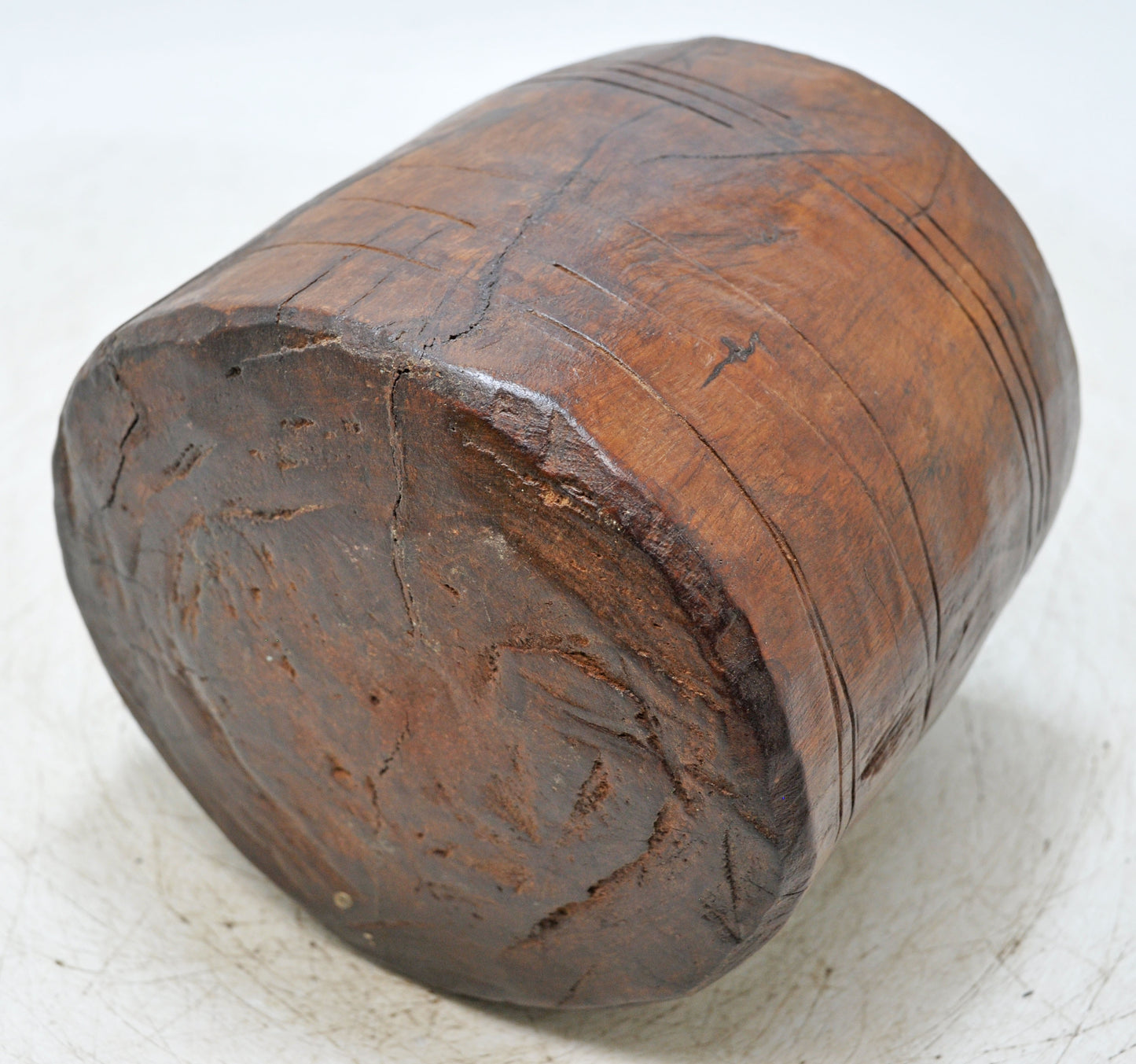 Antique Wooden Grain Measurement Paili Pot Original Old Hand Carved