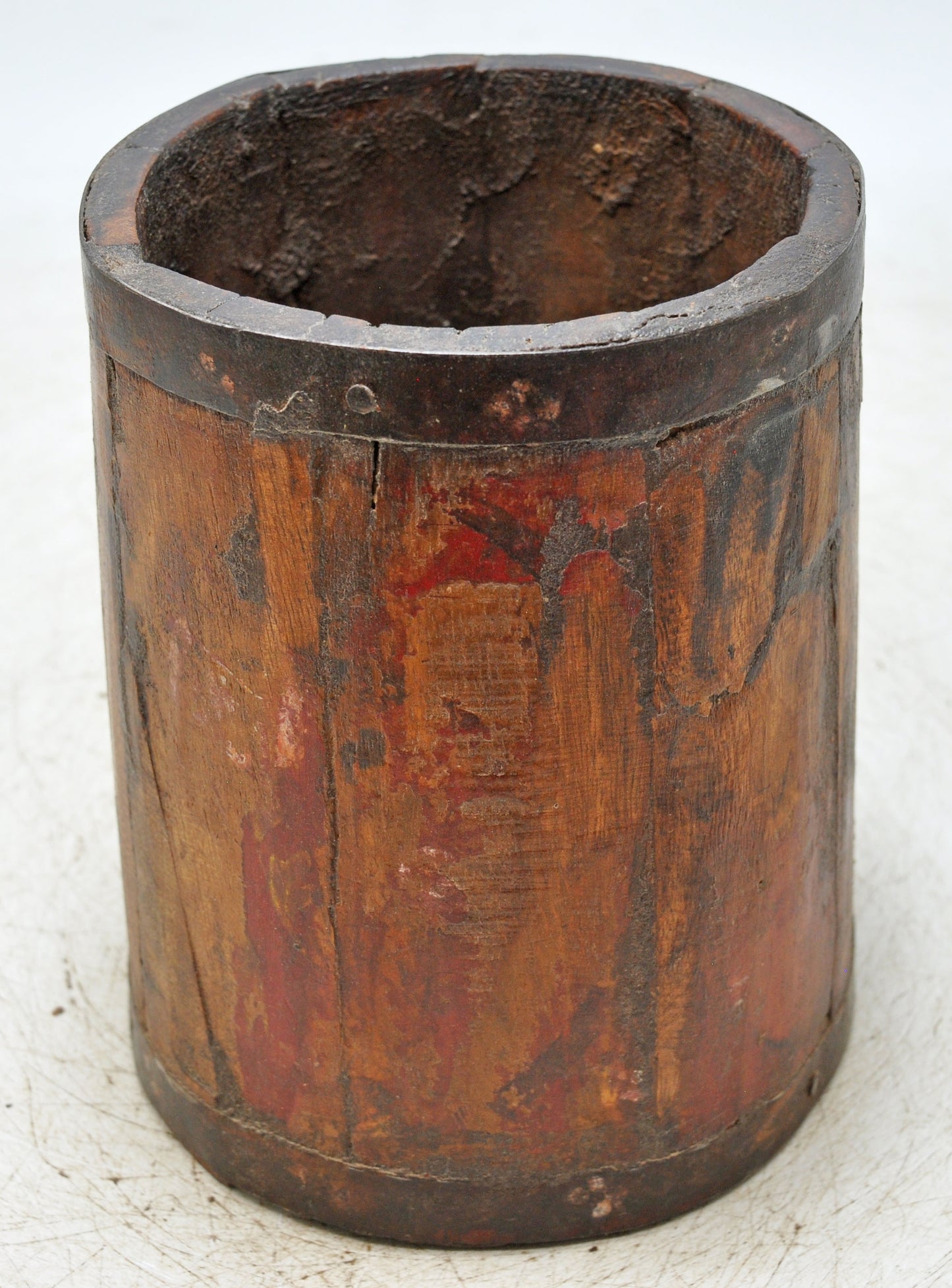 Antique Wooden Grain Measurement Paili Pot Original Old Hand Carved