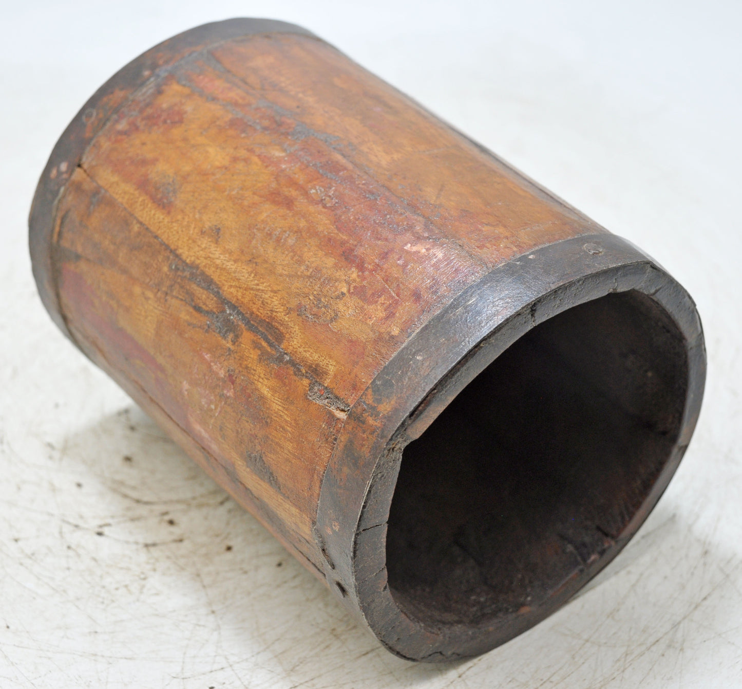 Antique Wooden Grain Measurement Paili Pot Original Old Hand Carved