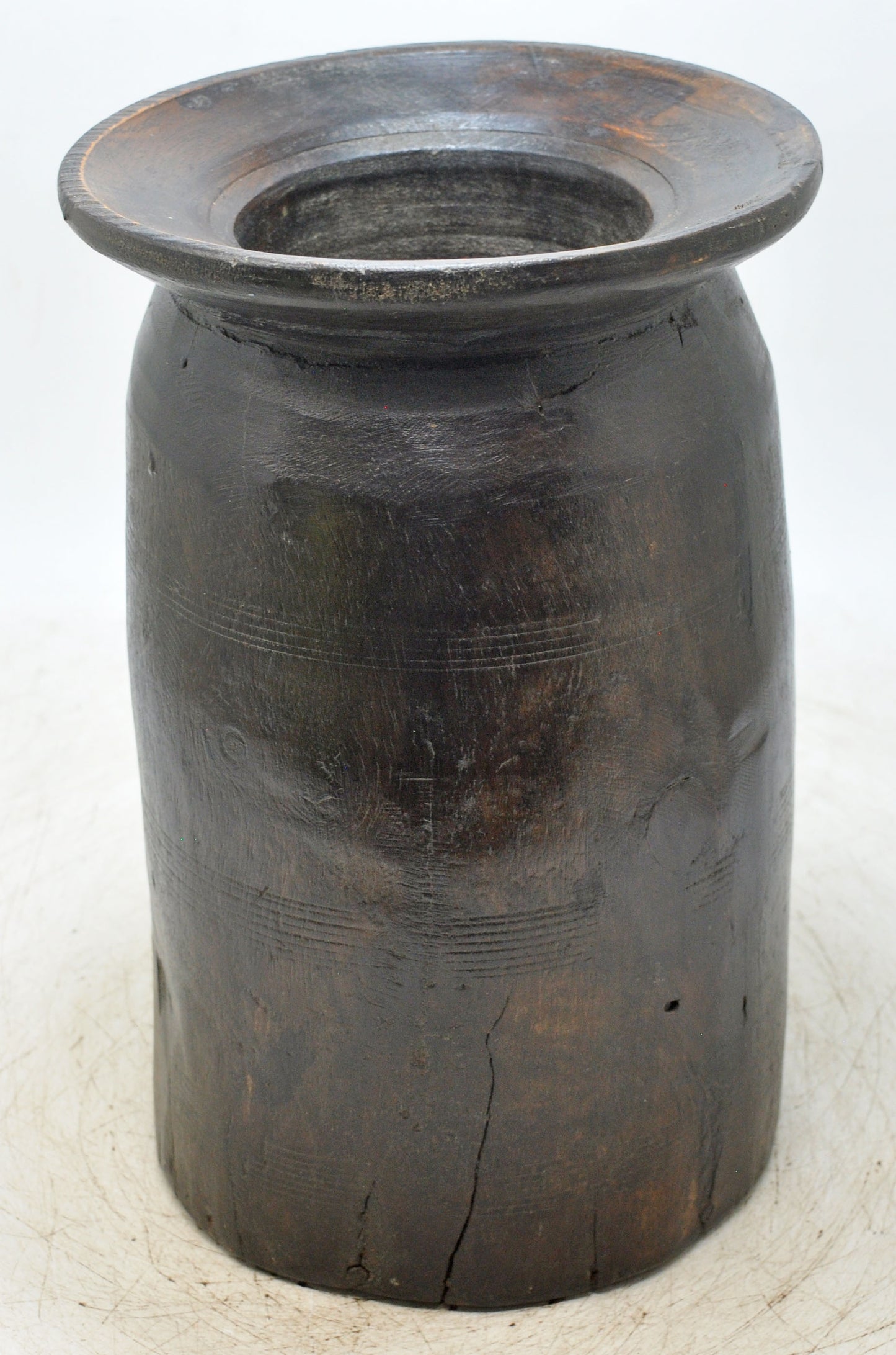 Antique Wooden Himalayan Water Storage Matka Pot Original Old Hand Carved