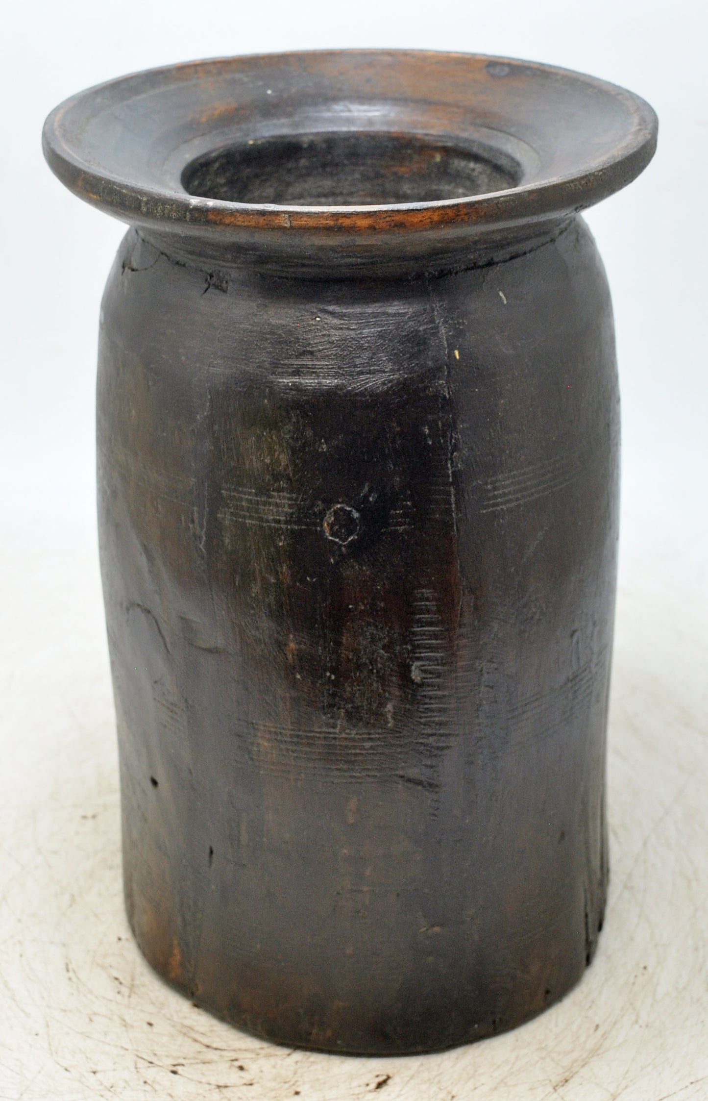 Antique Wooden Himalayan Water Storage Matka Pot Original Old Hand Carved