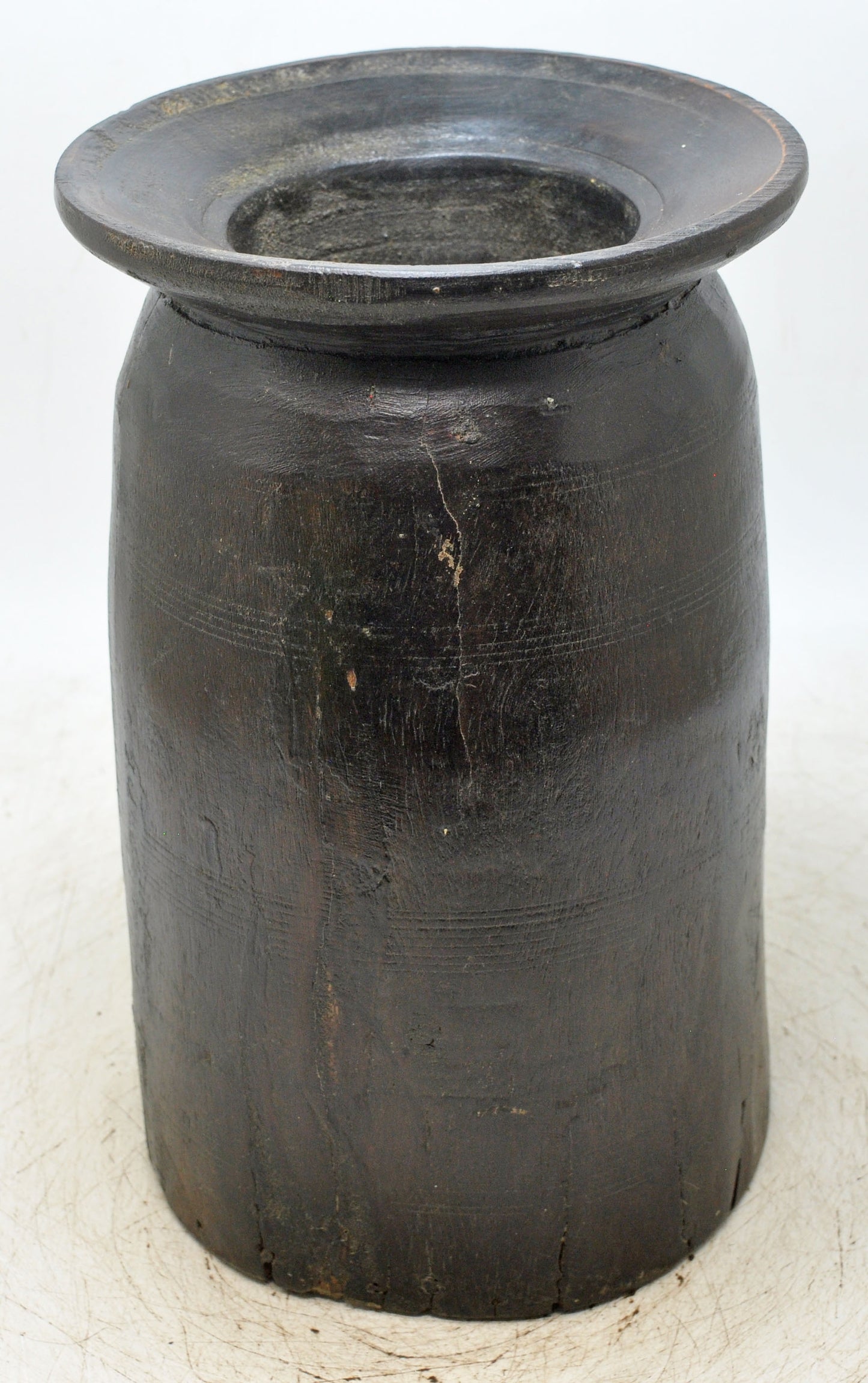 Antique Wooden Himalayan Water Storage Matka Pot Original Old Hand Carved