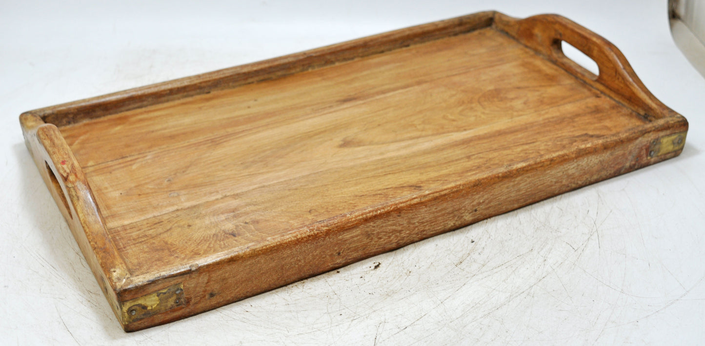 Antique Wooden Large Serving Tray Original Old Hand Crafted