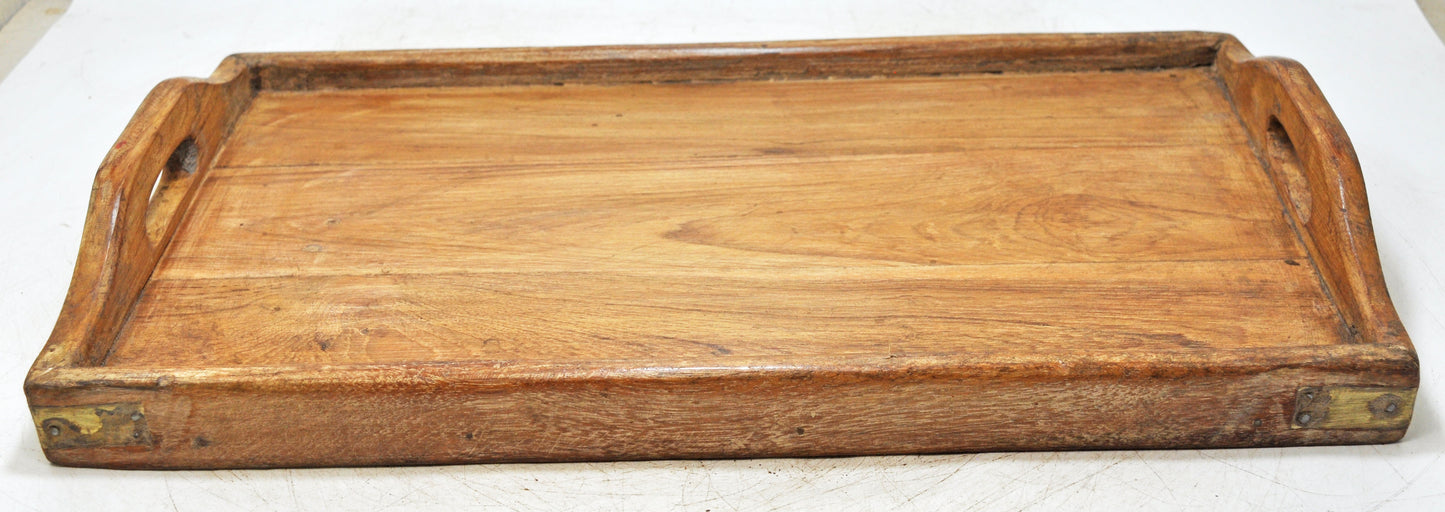 Antique Wooden Large Serving Tray Original Old Hand Crafted