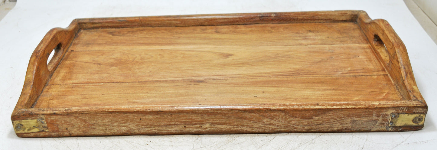 Antique Wooden Large Serving Tray Original Old Hand Crafted