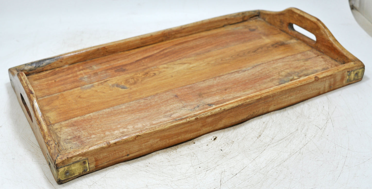 Antique Wooden Large Serving Tray Original Old Hand Crafted