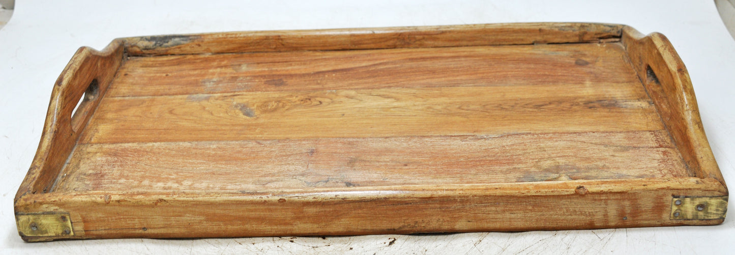 Antique Wooden Large Serving Tray Original Old Hand Crafted