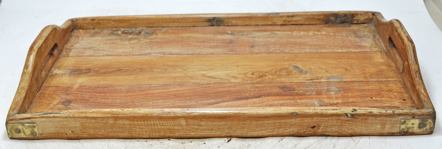 Antique Wooden Large Serving Tray Original Old Hand Crafted