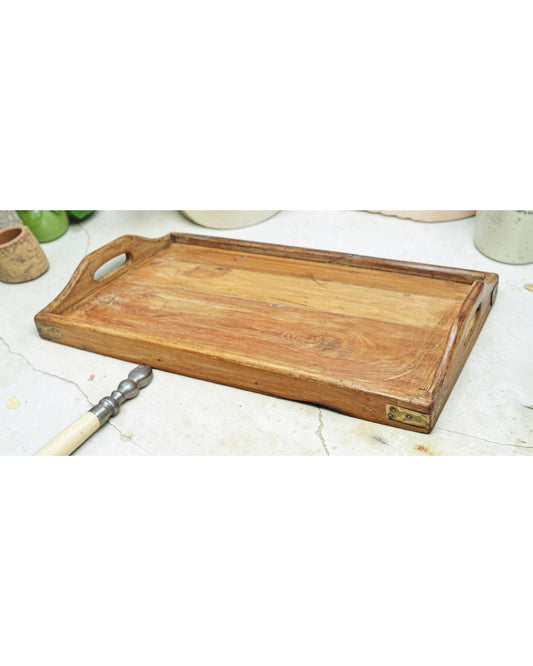 Antique Wooden Large Serving Tray Original Old Hand Crafted