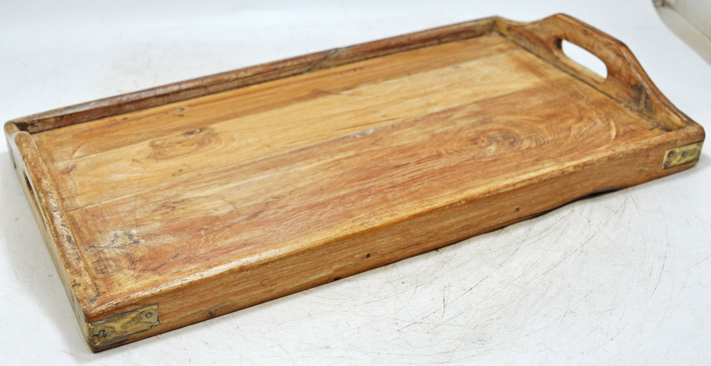 Antique Wooden Large Serving Tray Original Old Hand Crafted