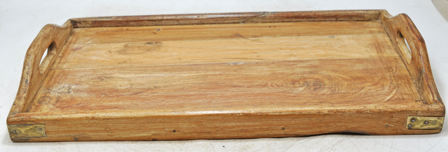 Antique Wooden Large Serving Tray Original Old Hand Crafted